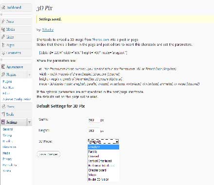 3D Pix Settings